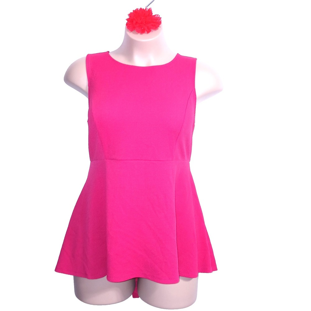 Torrid Textured Ponte Hi Low Peplum Top Women 2X Fuchsia Pink Asymmetric Stretch